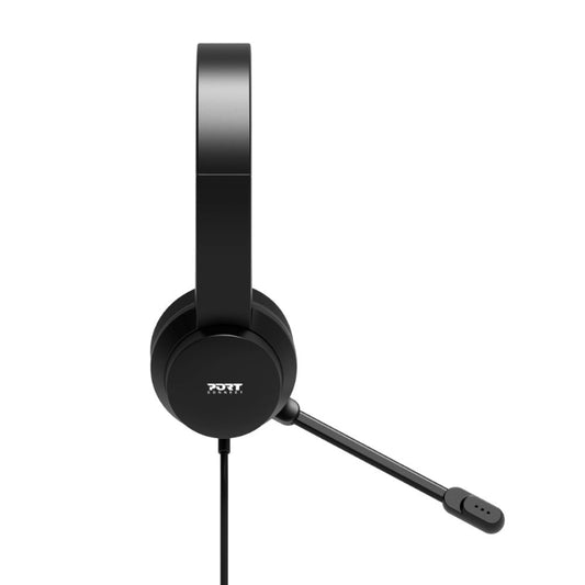 Port Connect USB Headset 1.8m Cable with Mic and Padded/Soft Cushions Black - Stellar Technologies