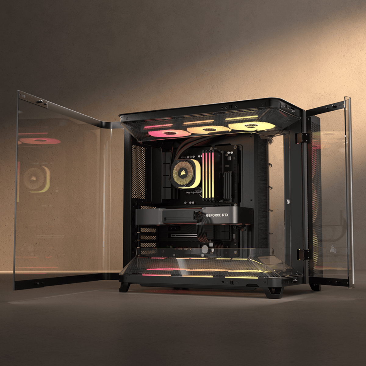Corsair AIR 5400 LX-R RGB iCUE LINK Triple Chamber Mid-Tower PC Case - Black - Stellar Technologies