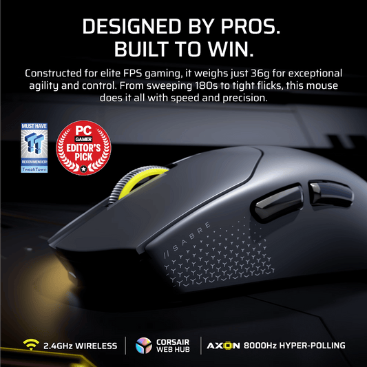 Corsair SABRE v2 PRO Ultralight Wireless 30000 DPI Gaming Mouse - Black - Stellar Technologies