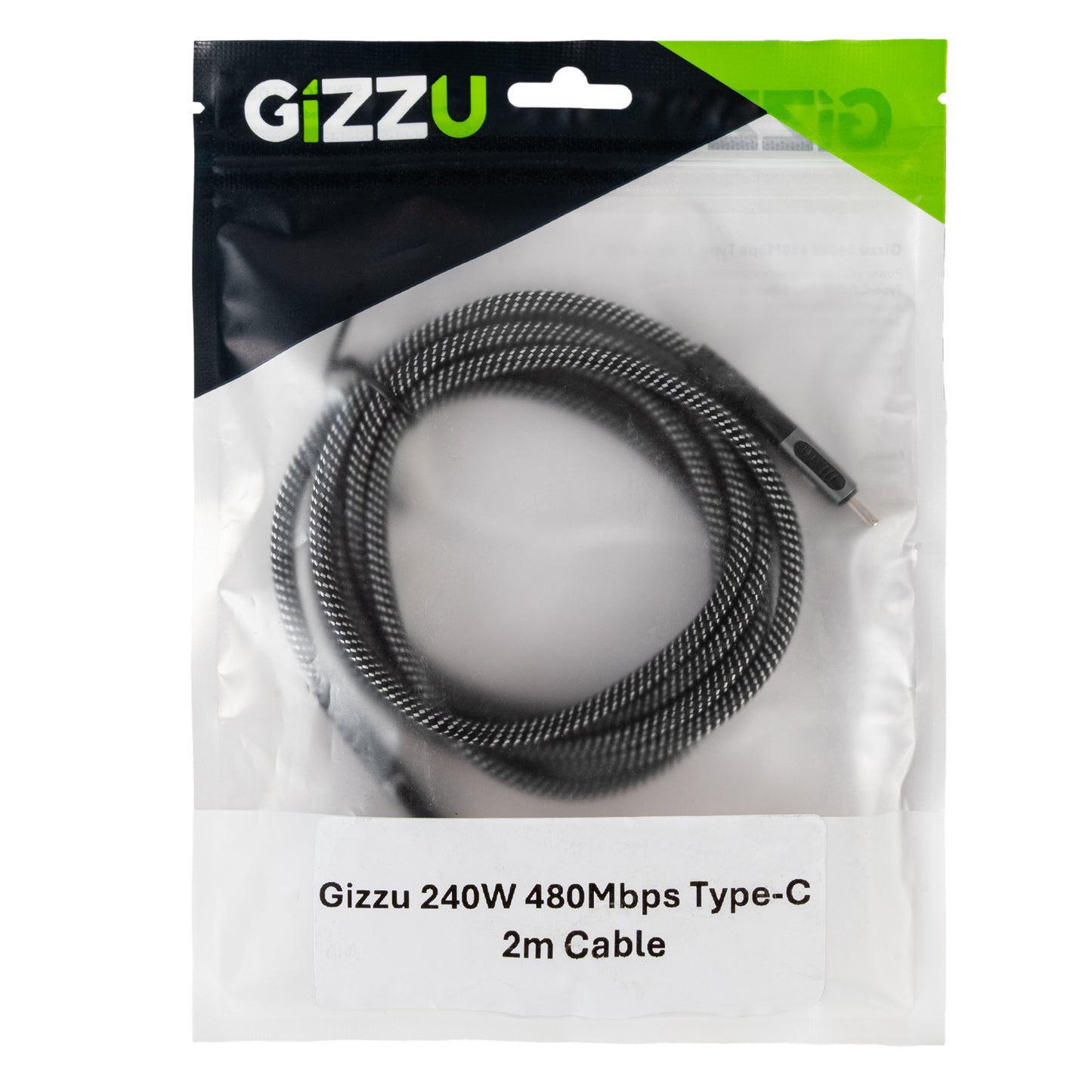 GIZZU 240W 480Mbps Type-C 2m Cable - Stellar Technologies