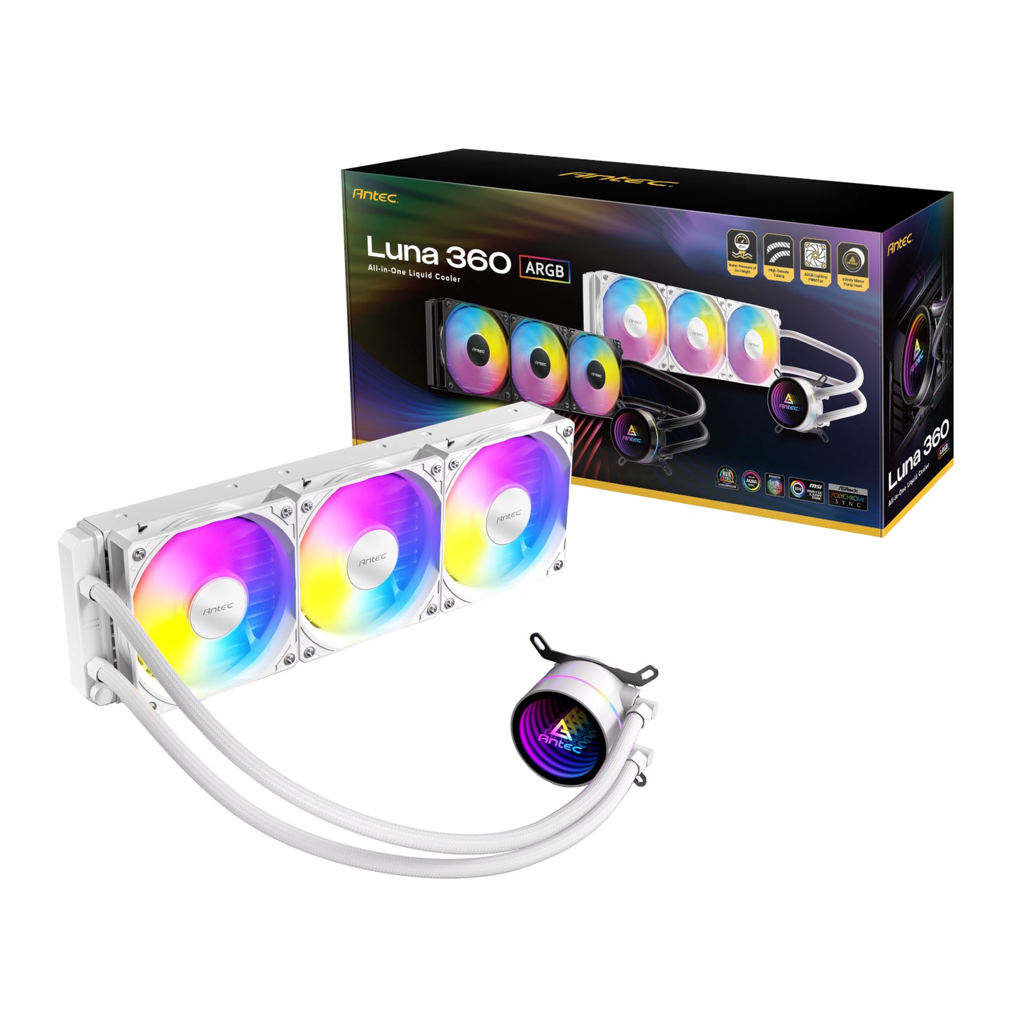 Antec Luna 360 ARGB CPU Liquid Cooler - White - Stellar Technologies