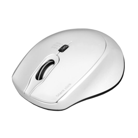Port Connect Silent 1600DPI 3 Button Wireless Mouse - White - Stellar Technologies