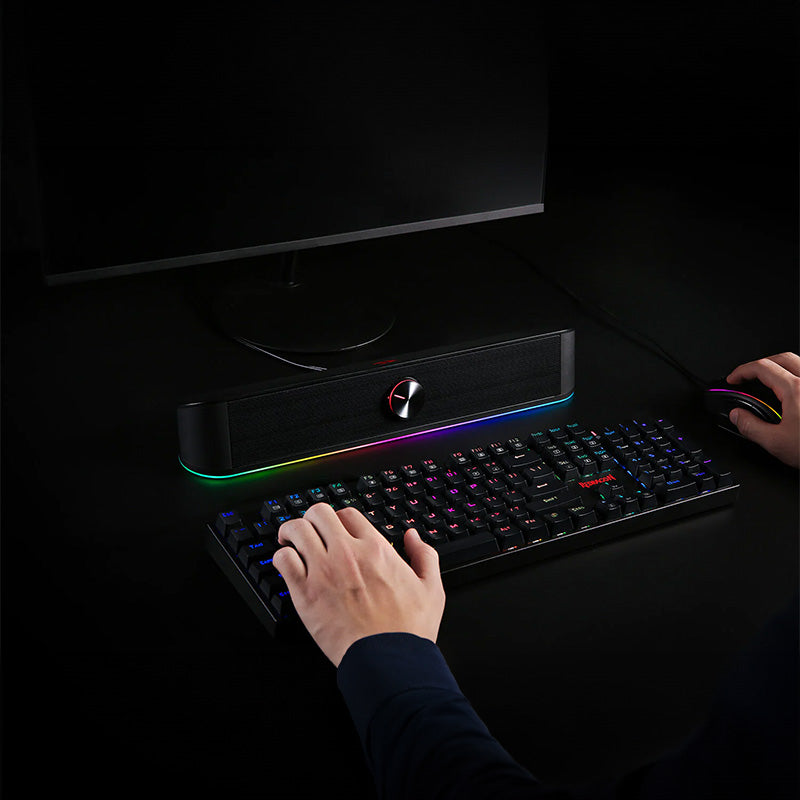 REDRAGON 2.0 Sound Bar ADIEMUS 2 x 3W RGB USB|Aux PC Gaming Speaker - Black - Stellar Technologies