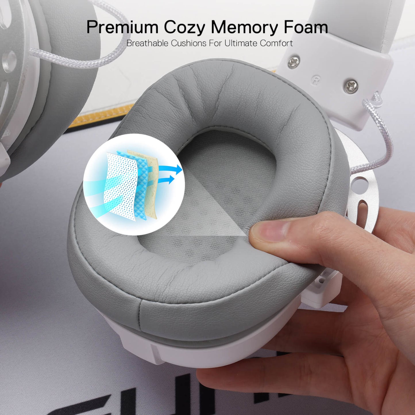 REDRAGON Over-Ear AURORA Gaming Headset - White - Stellar Technologies