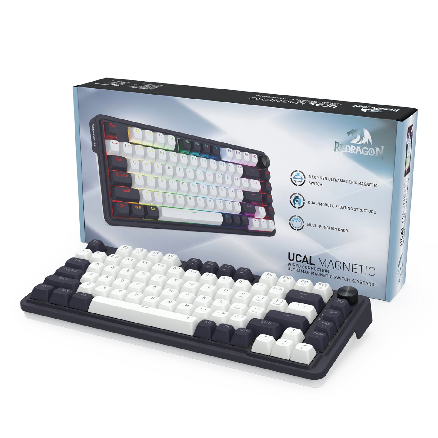 Redragon K673 UCAL 75% Magnetic Ultramag Switch Wired Keyboard - Black - Stellar Technologies