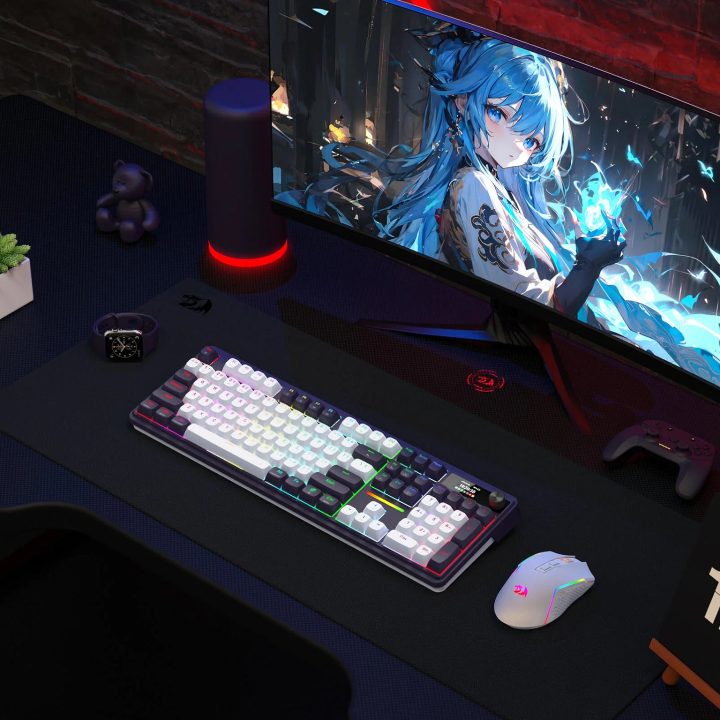 Redragon K762WB-RGB-PRO LCD Full-size Gasket Mechanical Keyboard - Black - Stellar Technologies