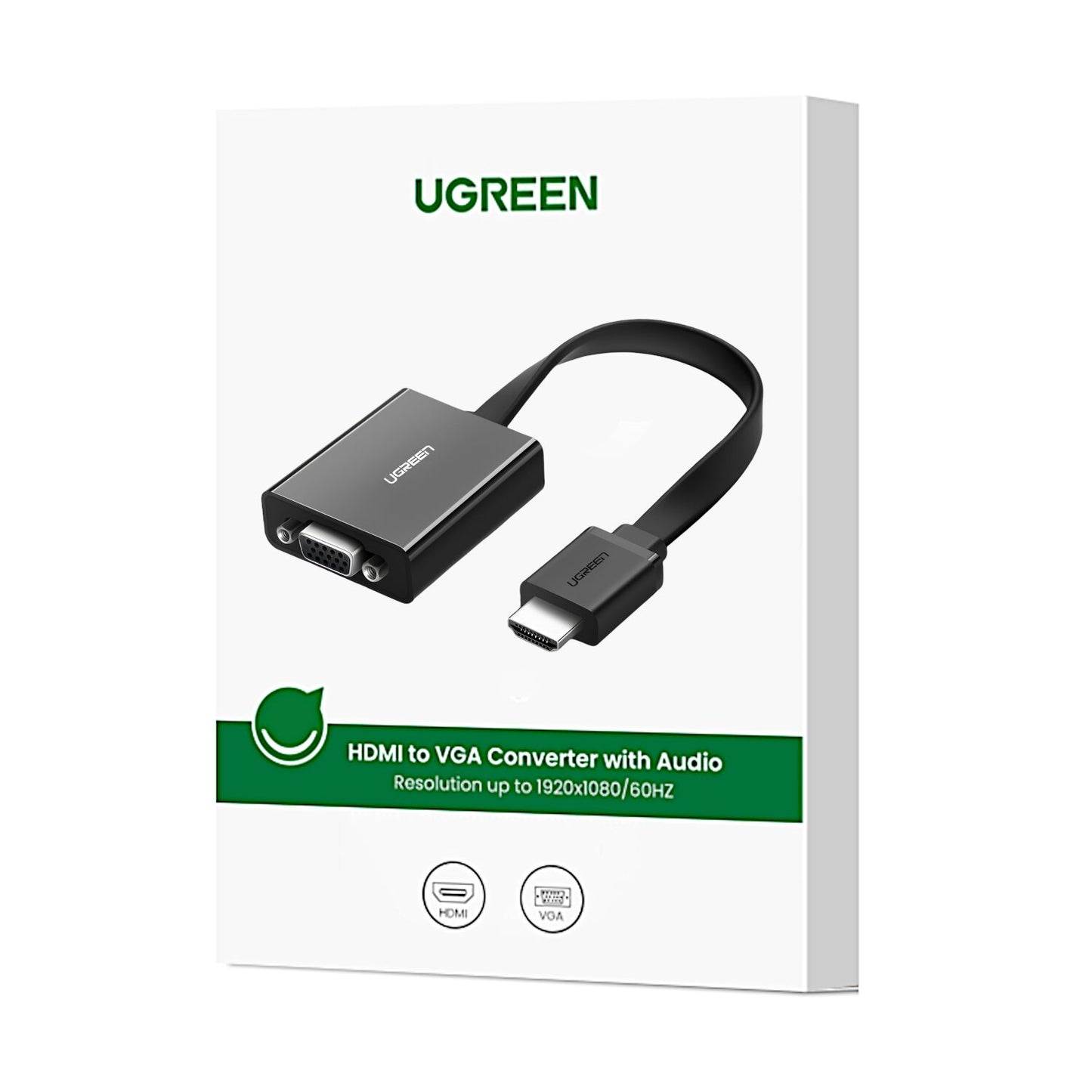 UGREEN HDMI to VGA Adapter, with 3.5mm Audio and Power Port - Black - Stellar Technologies