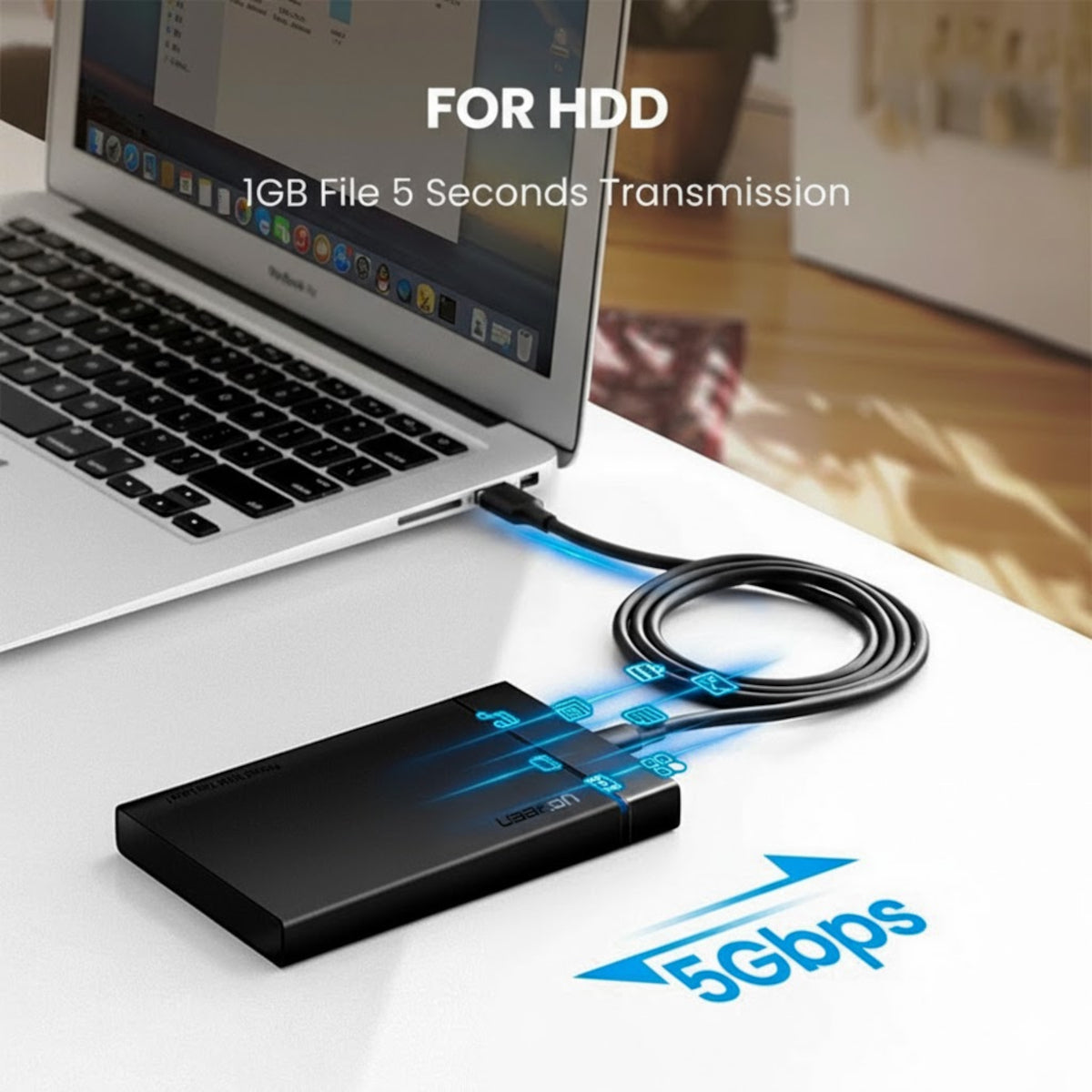 UGREEN Type-C to USB-A 3.0 Cable 1.5m - Fast Charging 3A, 5Gbps Sync - Black - Stellar Technologies