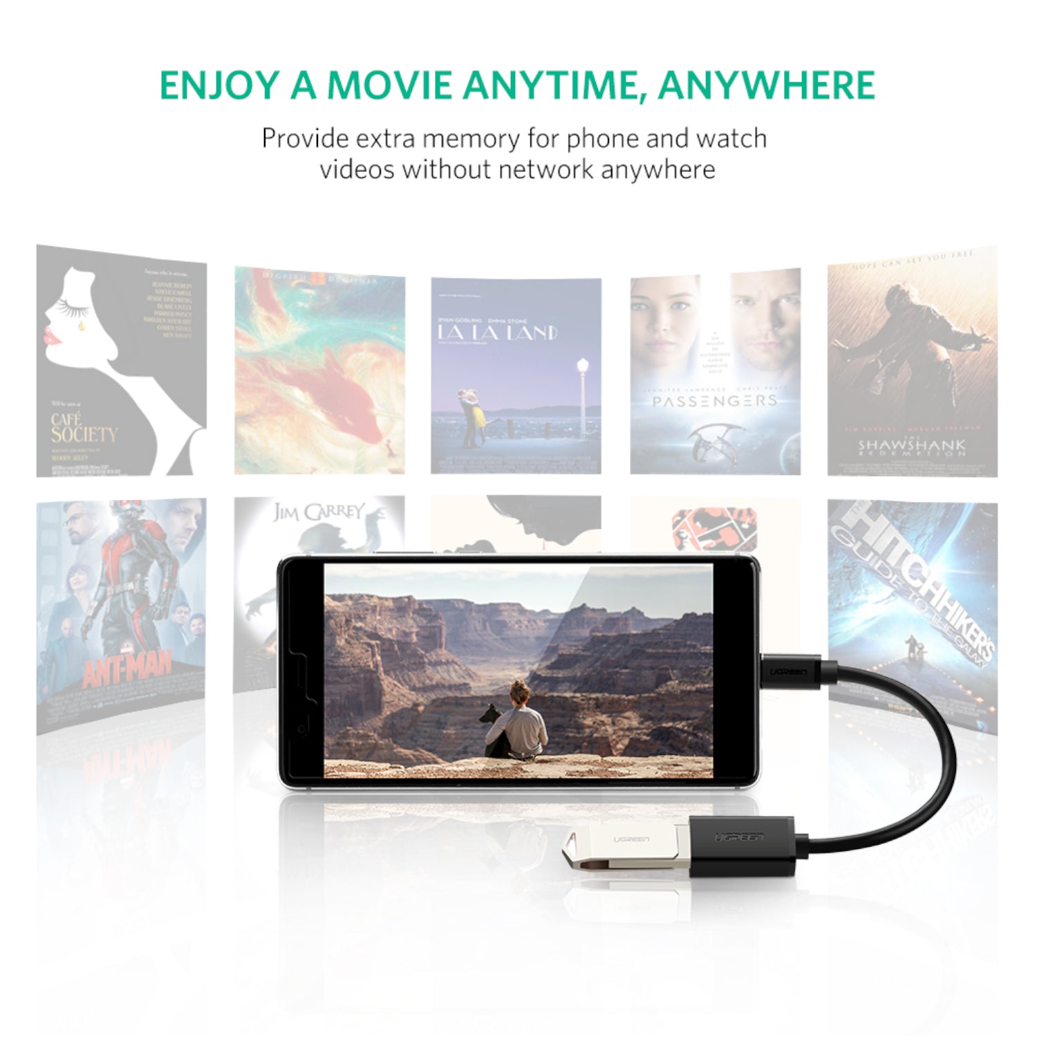 UGREEN Type-C to USB-A Adapter (Male to Female, 15cm)- Black - Stellar Technologies