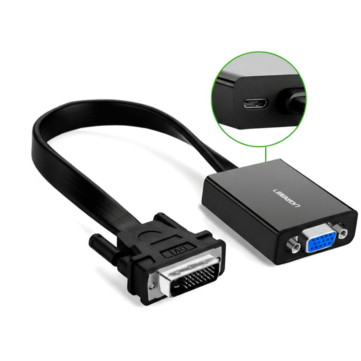 UGREEN DVI-D 24+1 to VGA Active Video Adapter (Male to Female) - Black - Stellar Technologies