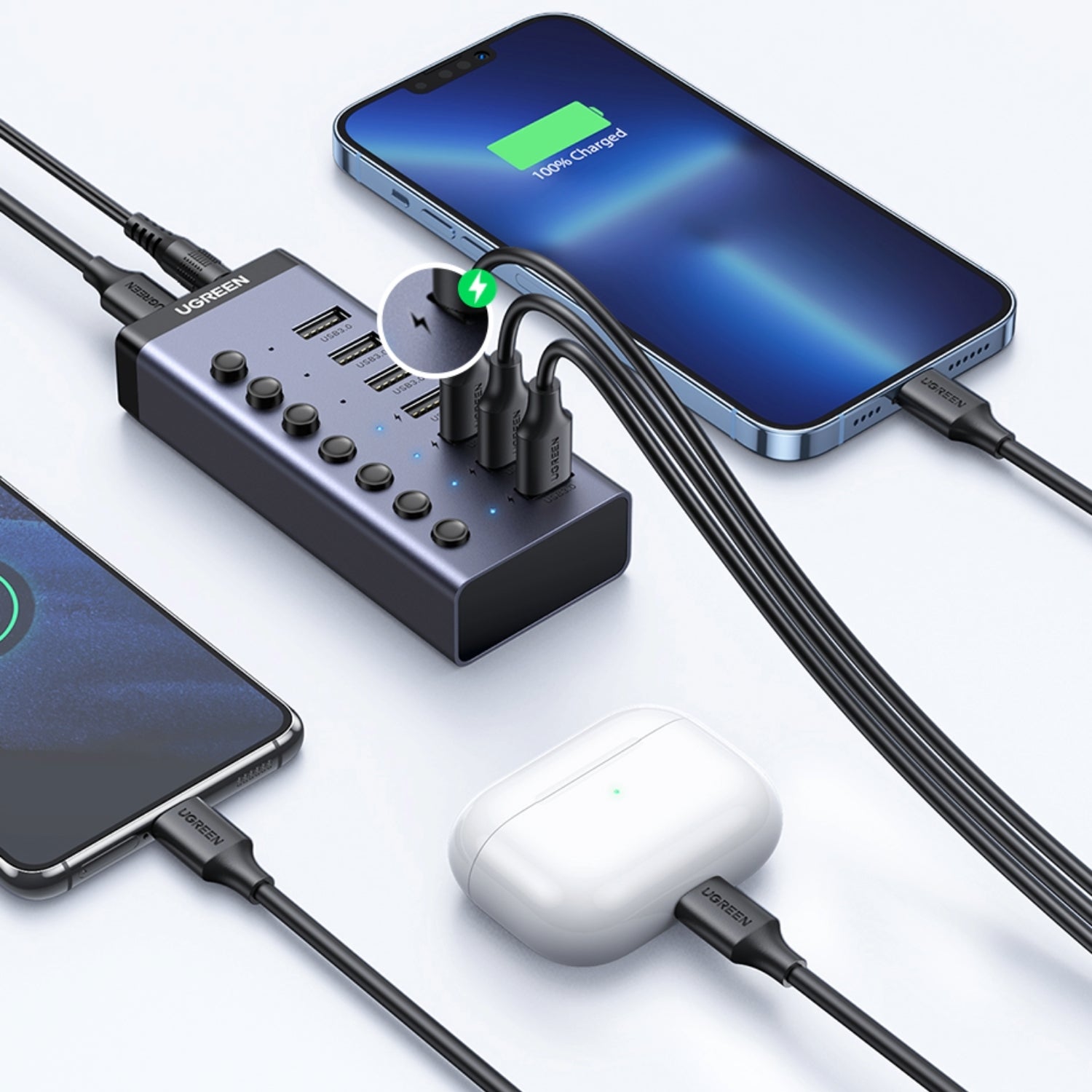 UGREEN 7 in 1 USB 3.0 Hub-Grey - Stellar Technologies