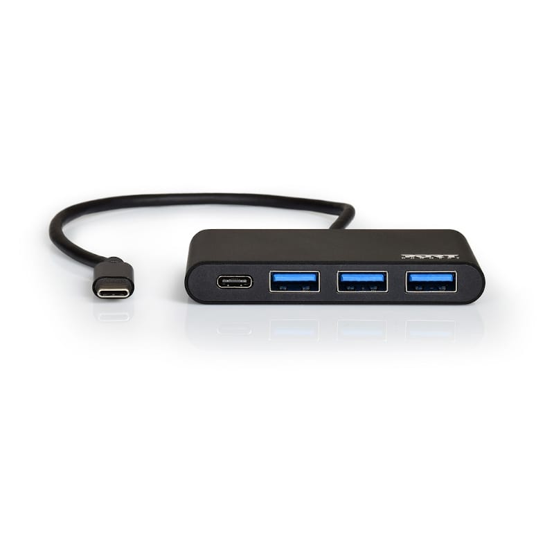 Port USB Type-C to 3 x USB3.0 and 1 x Type-C PD 30cm 4 Port Hub - Black - Stellar Technologies