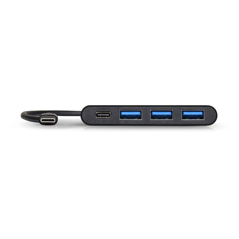 Port USB Type-C to 3 x USB3.0 and 1 x Type-C PD 30cm 4 Port Hub - Black - Stellar Technologies