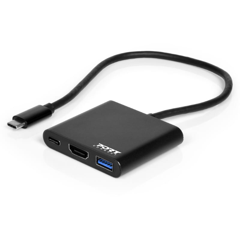 Port USB Type-C to 1 x HDMI|1 x USB3.0|1 x Type-C 60W PD Dock - Black - Stellar Technologies
