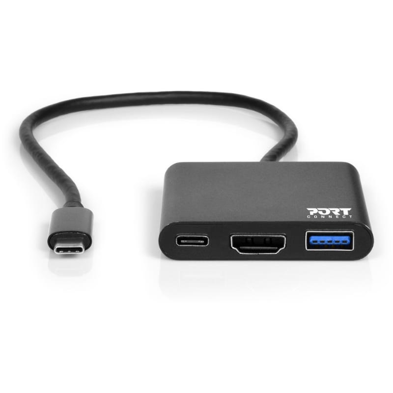 Port USB Type-C to 1 x HDMI|1 x USB3.0|1 x Type-C 60W PD Dock - Black - Stellar Technologies