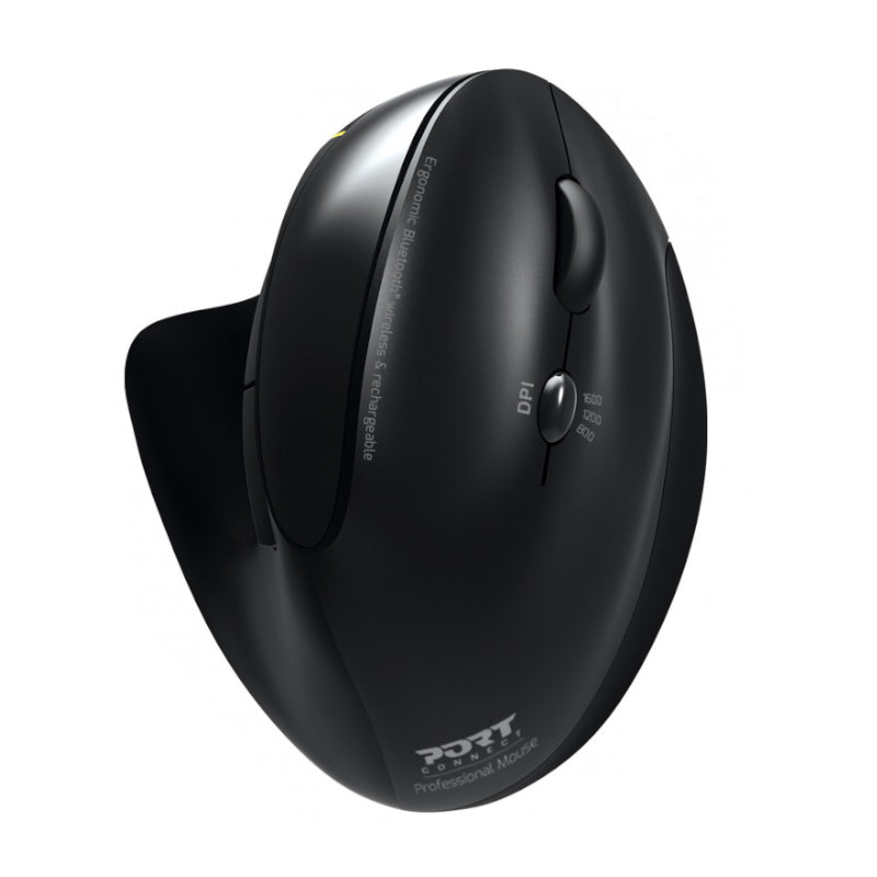 Port Connect Wireless Rechargeable Ergonoc Mouse Bluetooth - Black - Stellar Technologies