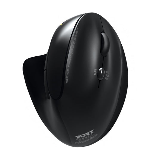 Port Connect Wireless Rechargeable Ergonoc Mouse Bluetooth - Black - Stellar Technologies