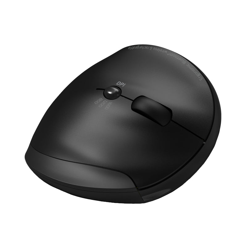 Port Connect Wireless Rechargeable Ergonoc Mouse Bluetooth - Black - Stellar Technologies