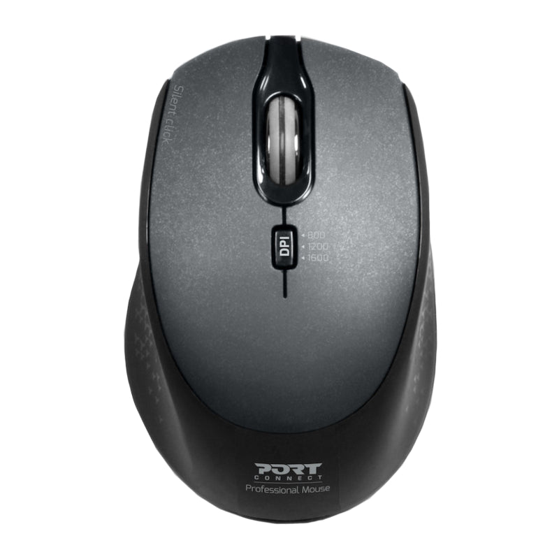 Port Connect Silent 1600DPI 3 Button Wireless Mouse - Black - Stellar Technologies