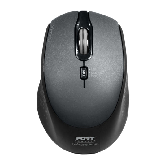Port Connect Silent 1600DPI 3 Button Wireless Mouse - Black - Stellar Technologies
