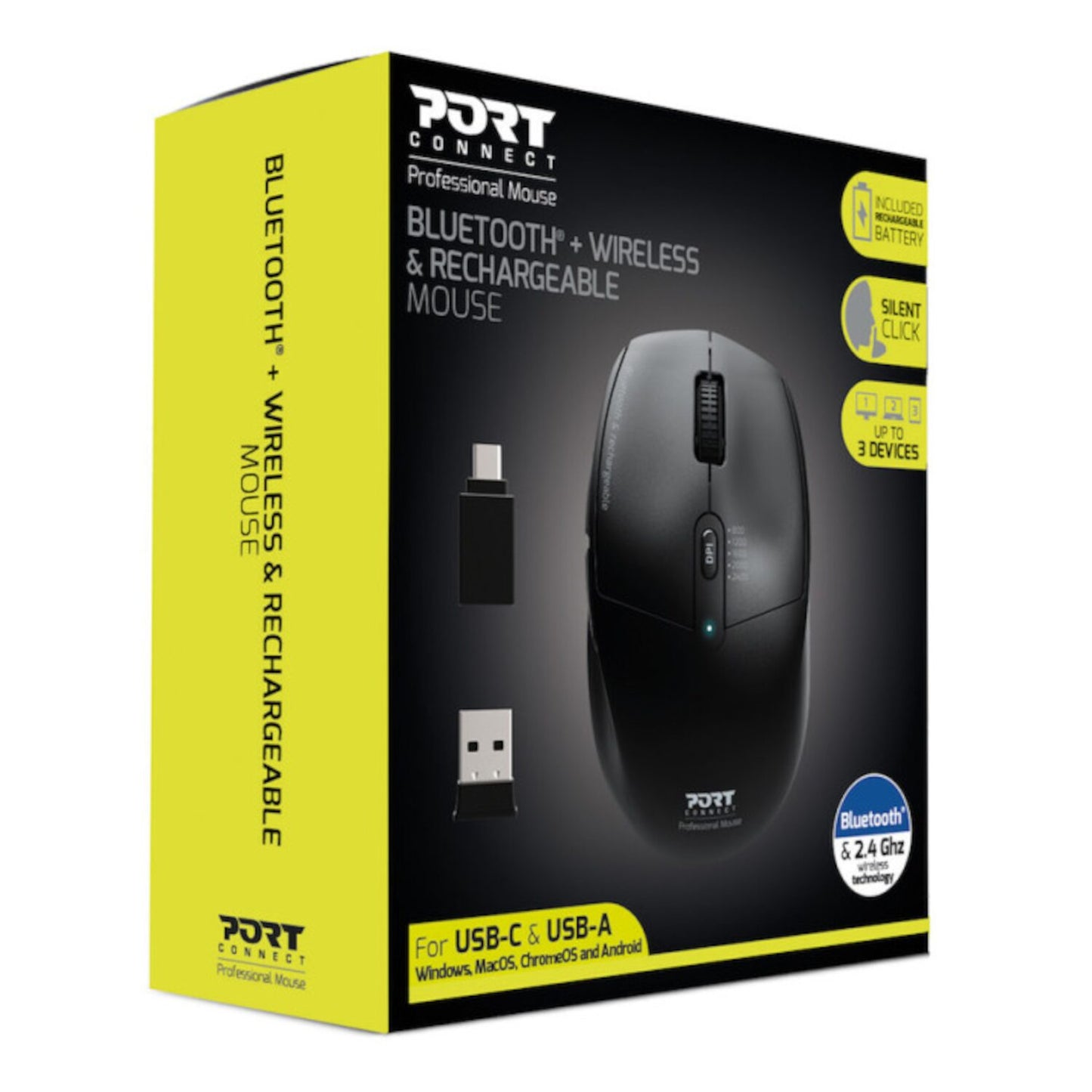 Port Connect 2.4GHz Wireless Bluetooth® Rechargeable Mouse PRO - Stellar Technologies