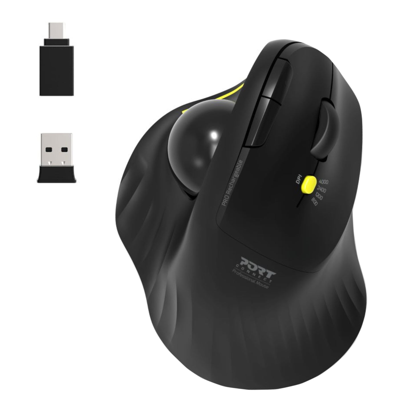 Port Connect Bluetooth + Wireless Rechargeable Ergonomic Trackball Mouse - Stellar Technologies