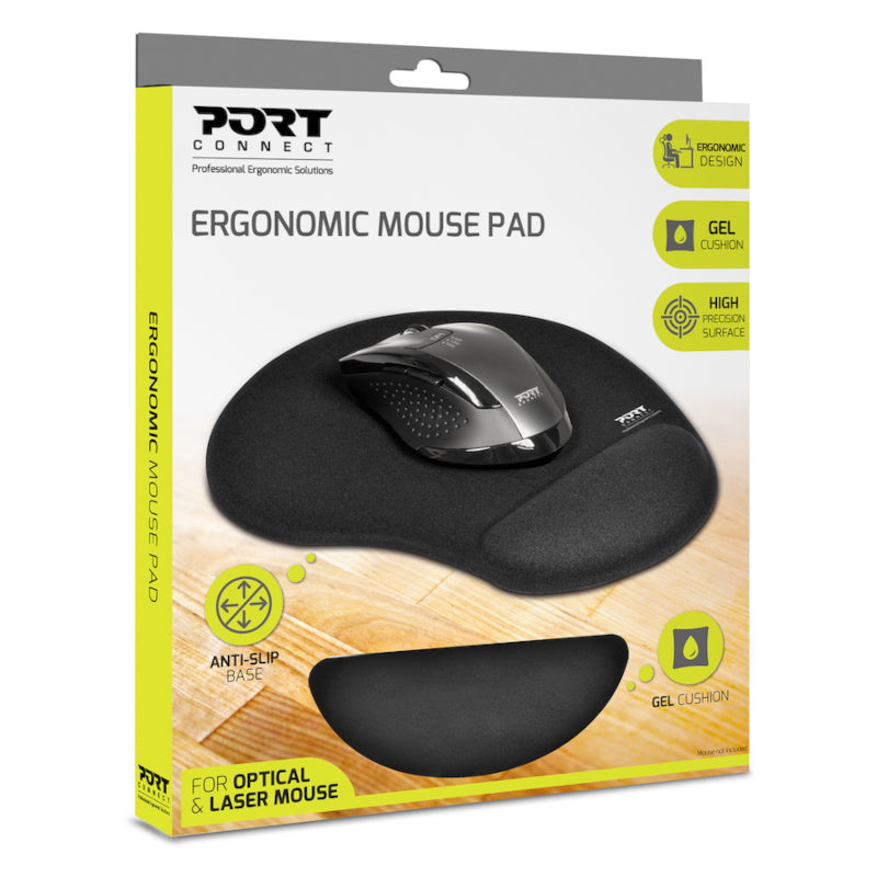Port Ergonomic Gel Mouse Pad - Black - Stellar Technologies