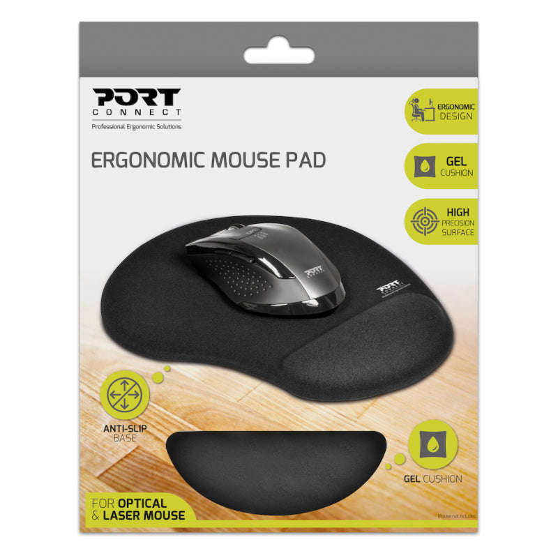 Port Ergonomic Gel Mouse Pad - Black - Stellar Technologies