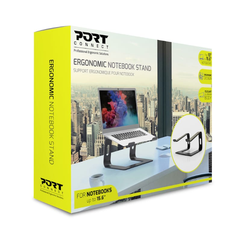 Port Connect Ergonomic 10-15.6" Aluminium Notebook Stand - Stellar Technologies