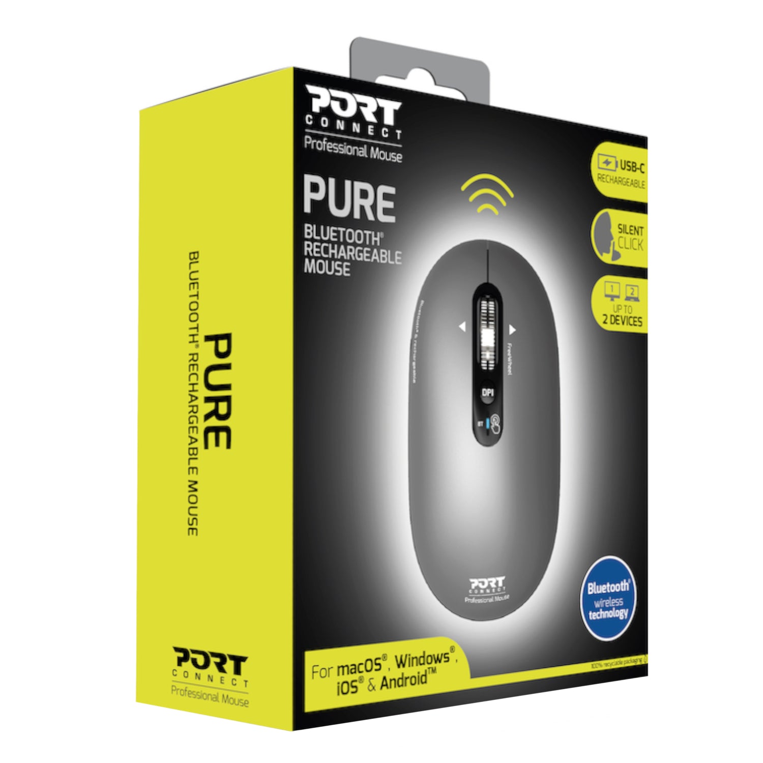 Port Connect PURE Bluetooth Rechargeable Mouse - Stellar Technologies