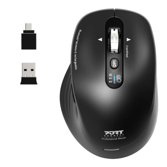 Port Connect Business 2.4GHz Rechargeable Bluetooth Wireless Mouse - Black - Stellar Technologies