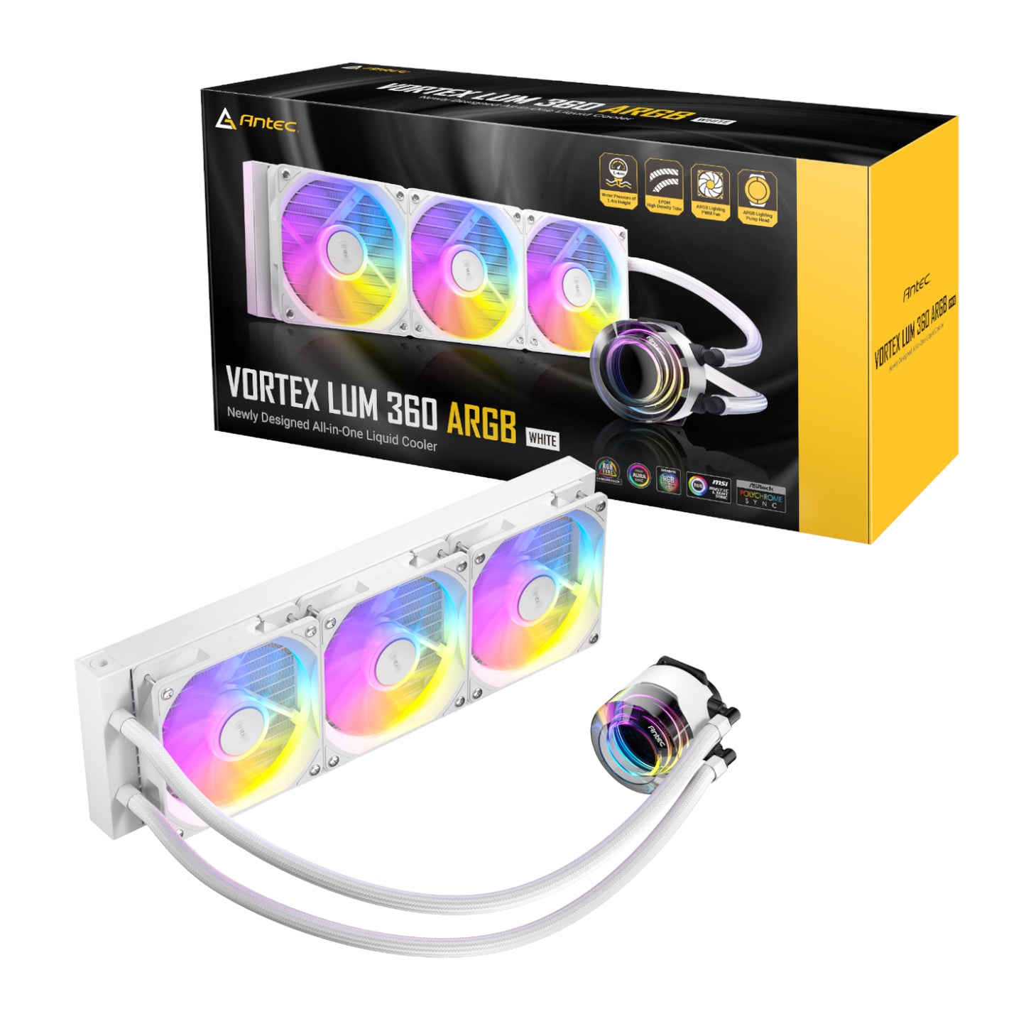 Antec VORTEX LUM 360 ARGB AIO CPU Liquid Cooler - White - Stellar Technologies