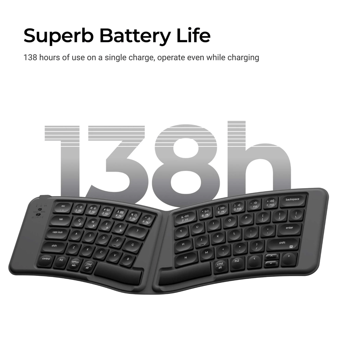 Keychron B11 Pro Ultra-Slim Foldable Wireless Keyboard - Alice Layout - Space Gray