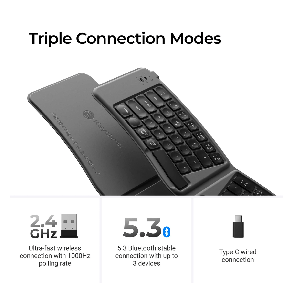 Keychron B11 Pro Ultra-Slim Foldable Wireless Keyboard - Alice Layout - Space Gray