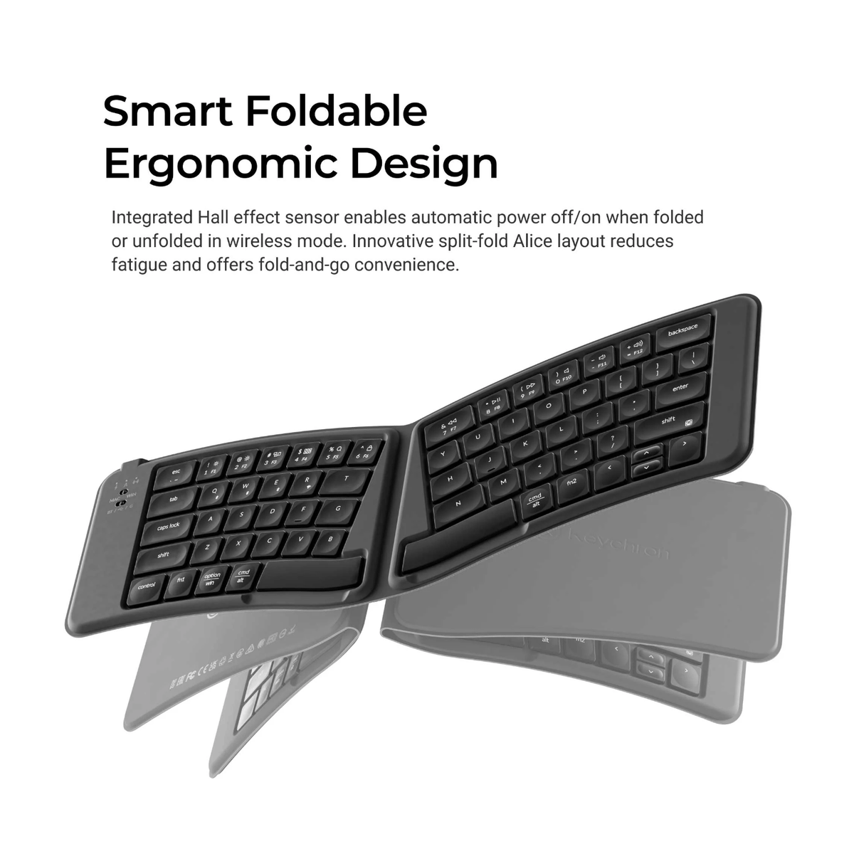 Keychron B11 Pro Ultra-Slim Foldable Wireless Keyboard - Alice Layout - Space Gray