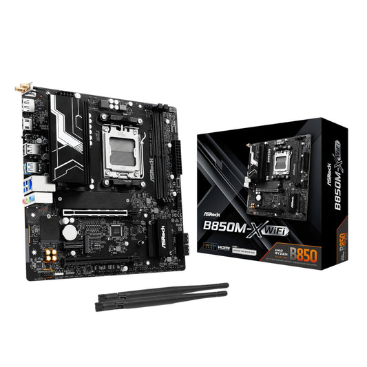 ASRock B850M-X WiFi AM5 Micro ATX Motherboard (DDR5, PCIe 5.0, Wi-Fi 6E) - Stellar Technologies