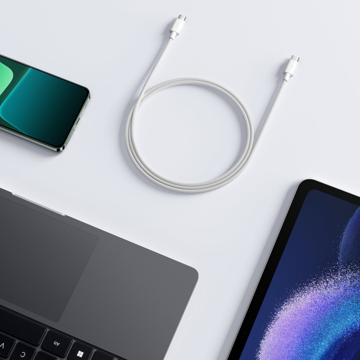 Xiaomi 3A Braided USB Type-C to USB Type-C Cable 1M - White - Stellar Technologies