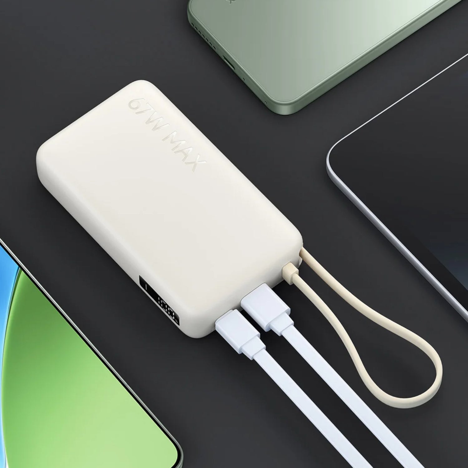 Xiaomi 67W Power Bank 10000mAh (Integrated Cable) - Tan - Stellar Technologies