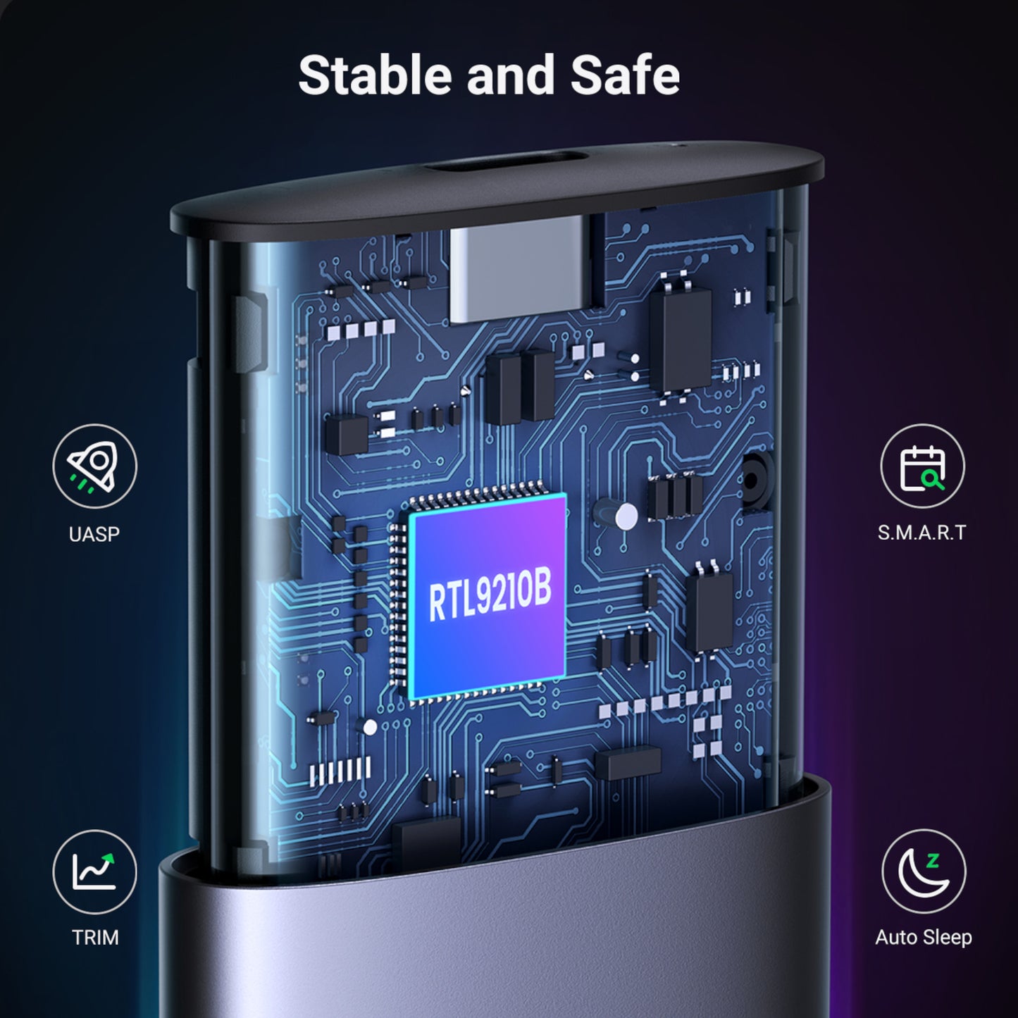 UGREEN CM400-90264 M.2 NVME/SATA SSD Enclosure (10Gbps) - Silver - Stellar Technologies