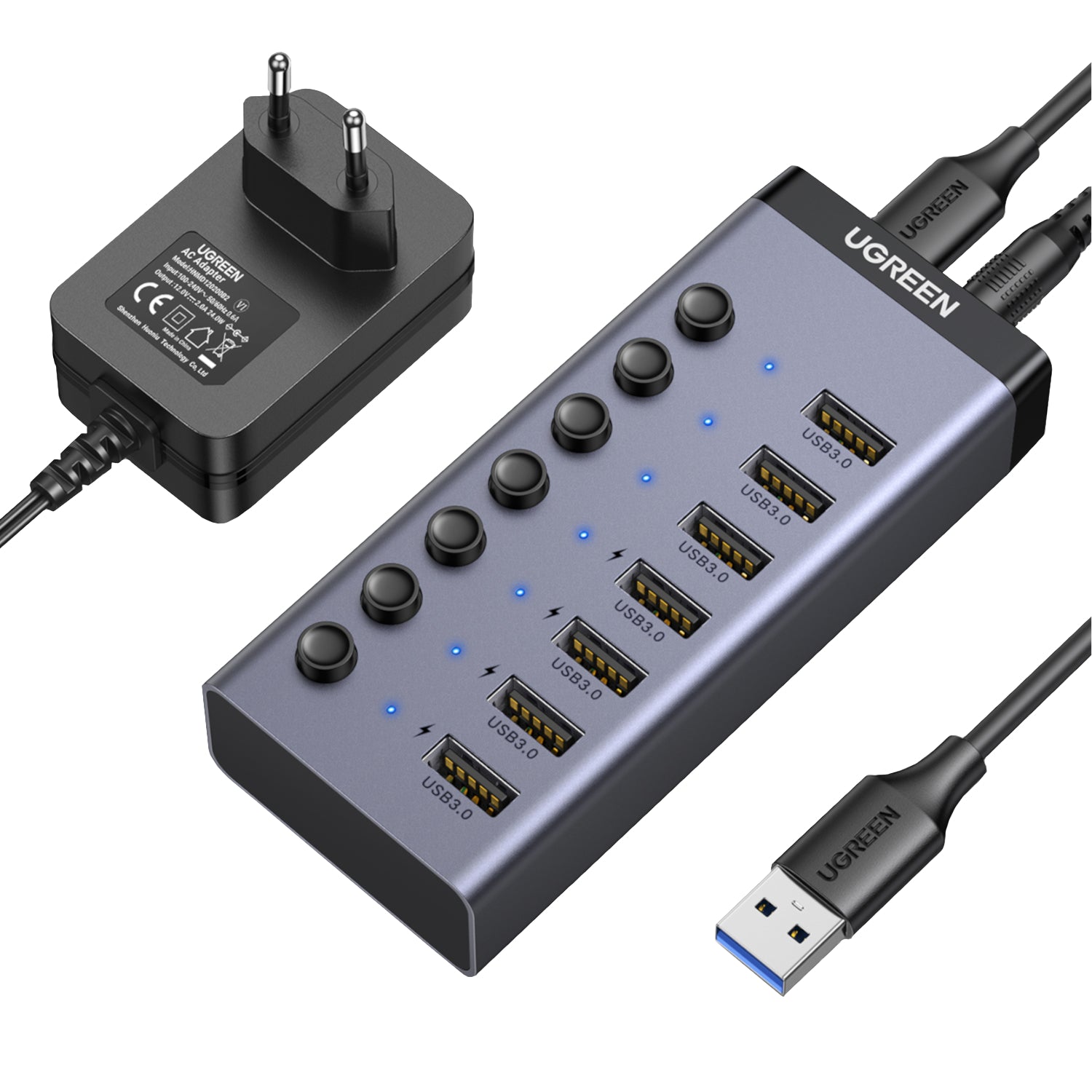 UGREEN 7 in 1 USB 3.0 Hub-Grey - Stellar Technologies