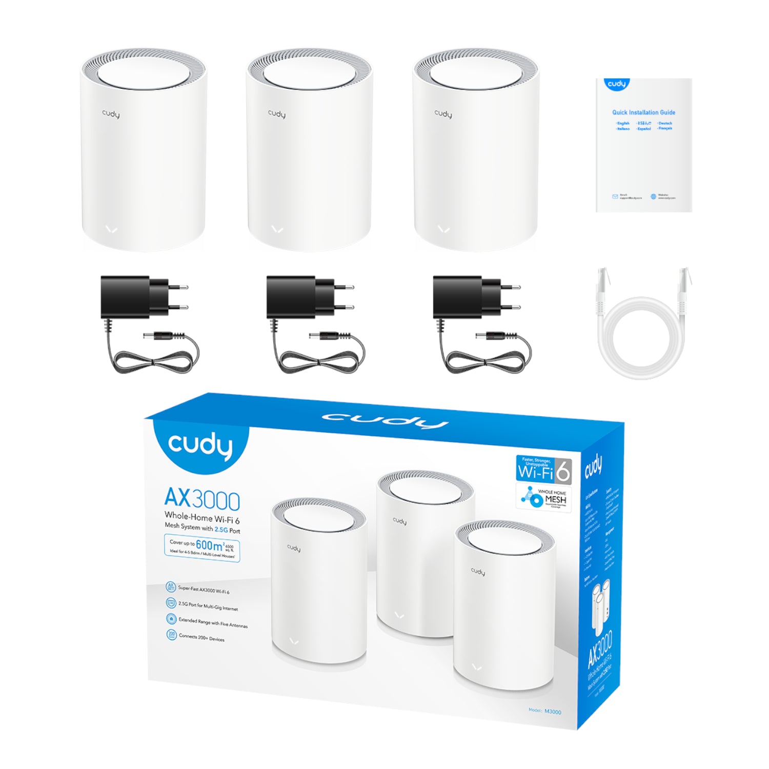 Cudy AX3000 Wi-Fi 6 Mesh Kit 3 Pack - White - Stellar Technologies