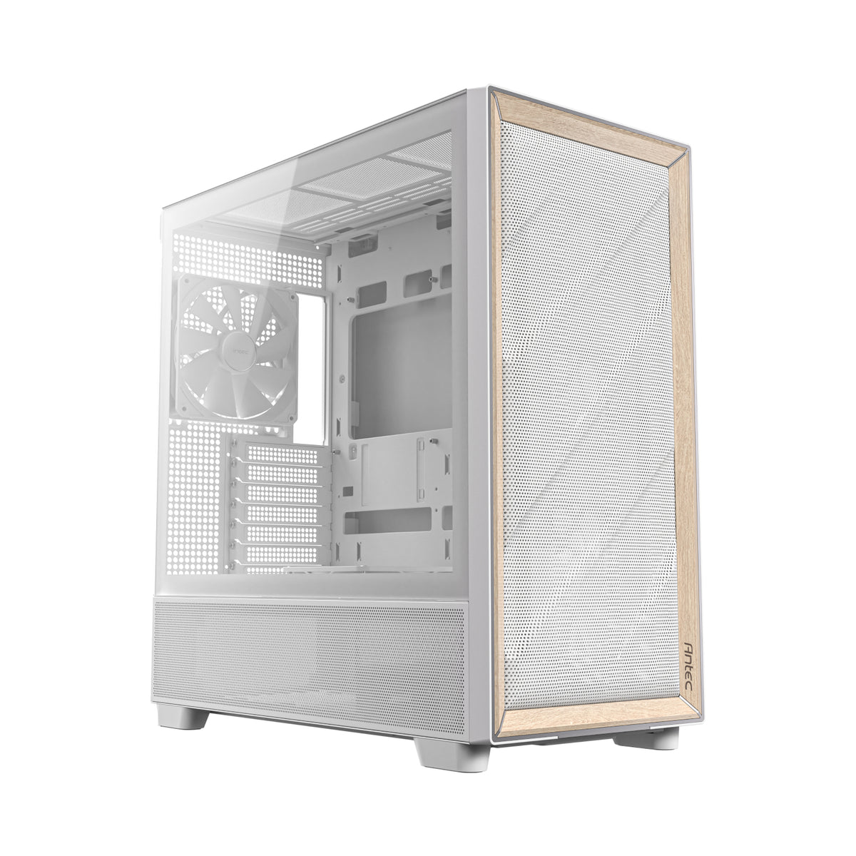 Antec FLUX Mid-Tower E-ATX Gaming Chassis Wood Front Panel - White - Stellar Technologies