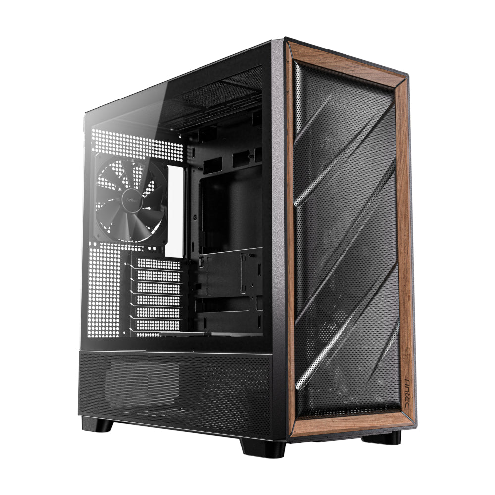 Antec FLUX ATX WOOD Mid Tower Gaming Chassis - Black - Stellar Technologies