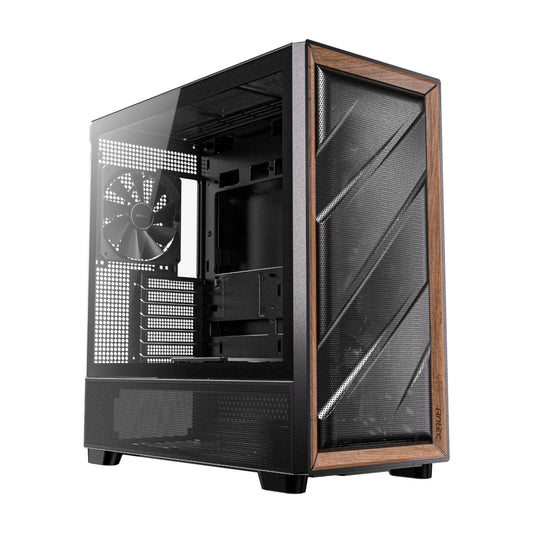 Antec FLUX ATX WOOD Mid Tower Gaming Chassis - Black - Stellar Technologies