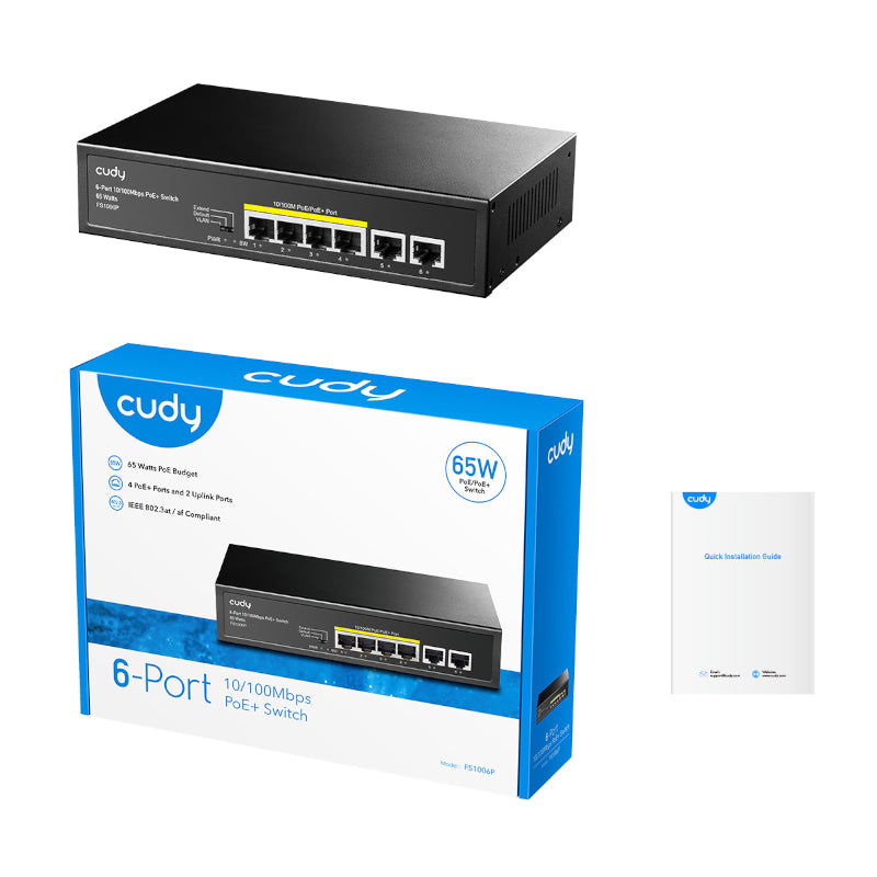 Cudy 6-Port Ethernet Unmanaged Switch - 4 Ports POE - Stellar Technologies