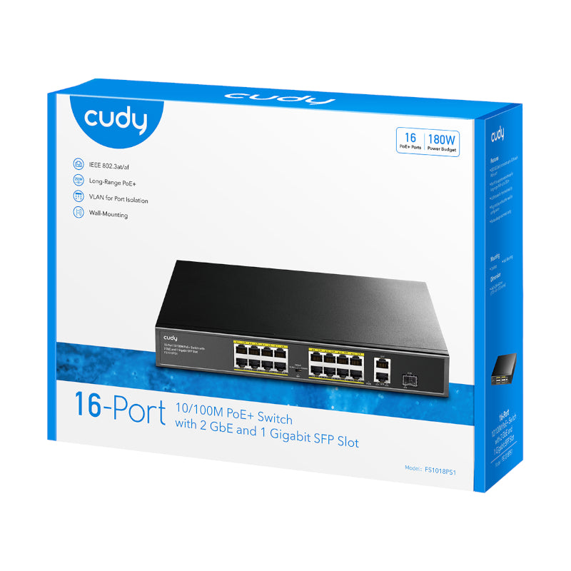 Cudy 16-Port Unmanaged PoE+ Switch - Rack Mount - Stellar Technologies