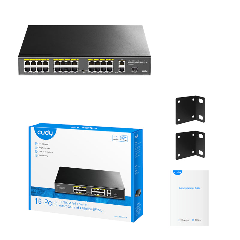 Cudy 16-Port Unmanaged PoE+ Switch - Rack Mount - Stellar Technologies