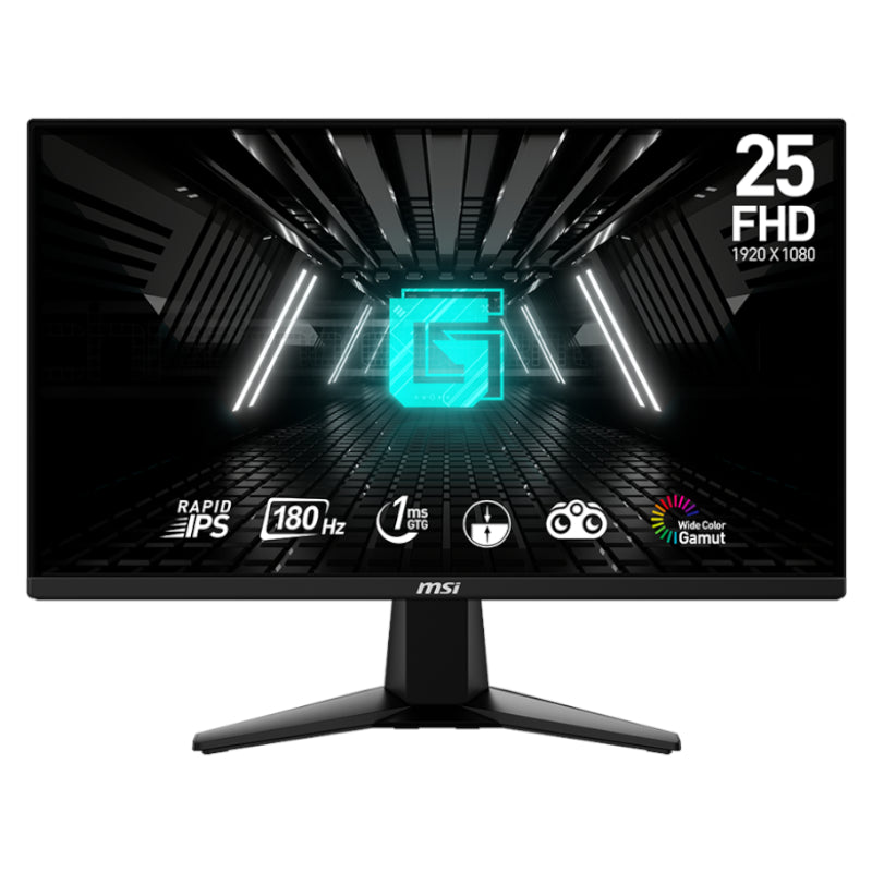 MSI G255F 25" Gaming Monitor 1920x1080 (FHD) Rapid IPS 1ms 180Hz Adaptive Sync HDMI Displayport Black - Stellar Technologies