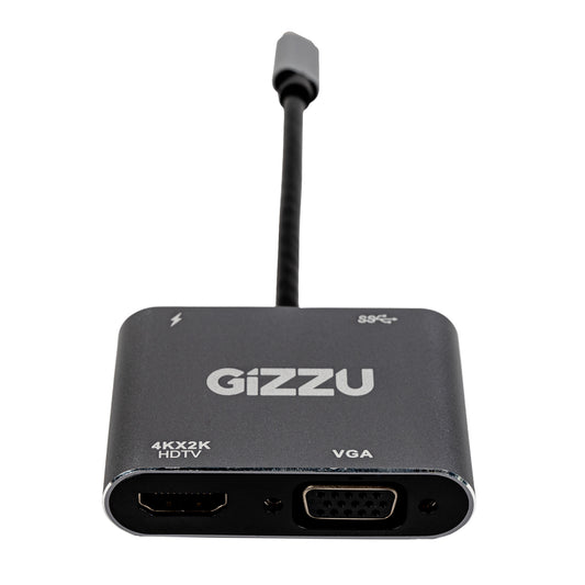 Gizzu 4-in-1 Type-C to HDMI/VGA/USB3.0 Hub - Stellar Technologies