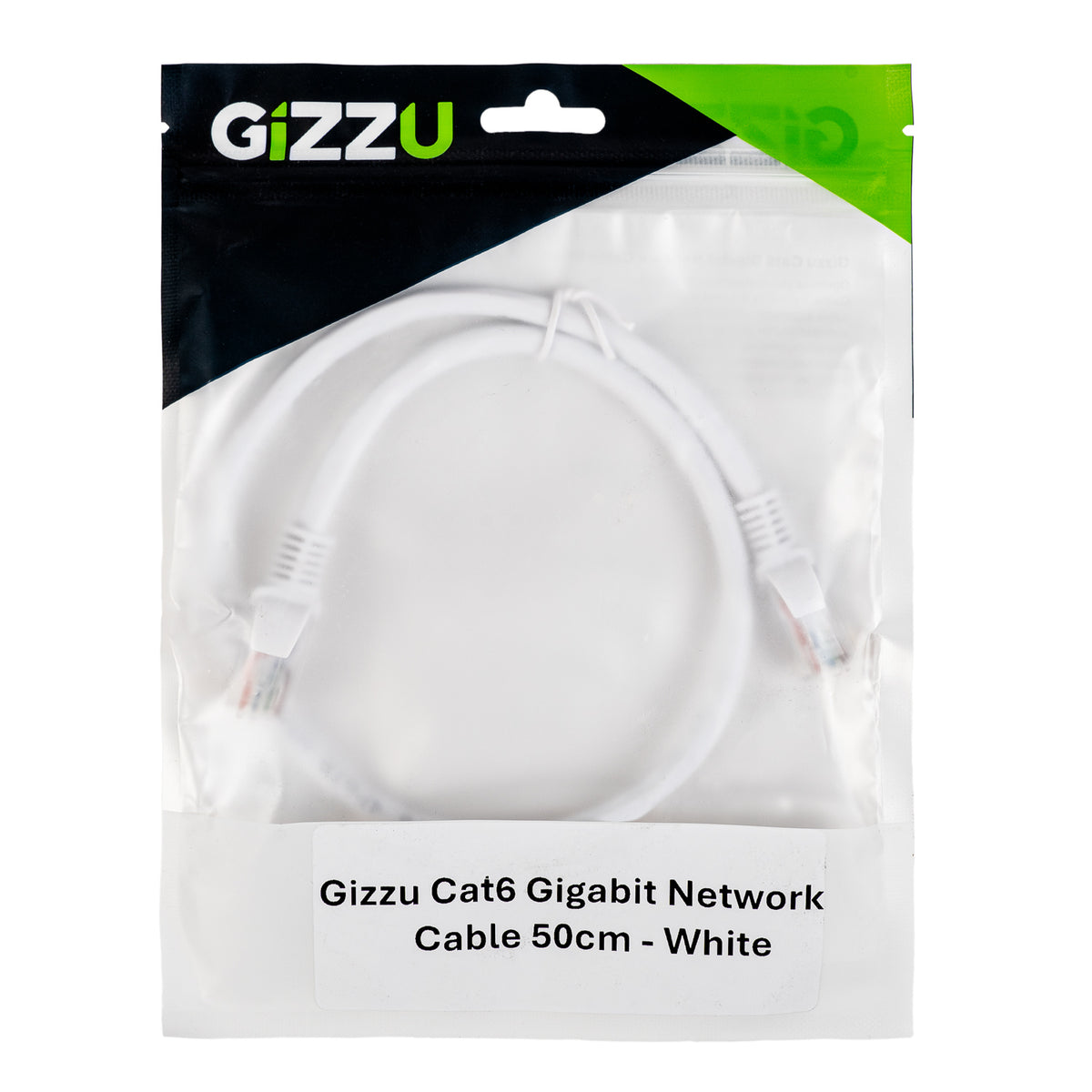 Gizzu Cat6 UTP Fly Lead Ethernet Network Cable 50cm - White - Stellar Technologies